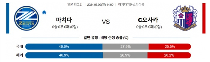 06월09일 마치다 vs C오사카 일리그 축구